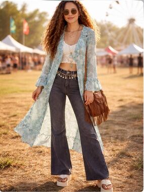 Wild Fable Ruffle Duster Jacket